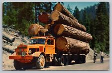 Massive Logs Hauled by Huge Diesel Trucks Mountain Roads Oregon UNP picture