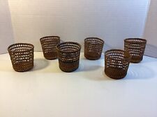 Vintage Wicker Rattan Miniature Baskets Cup Holder Boho Two Similar Designs picture