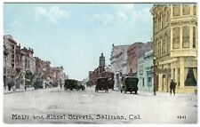 1910s SALINAS CALIFORNIA MAIN STREET~RARE ORIGINAL UNUSED HAND-COLORED POSTCARD picture