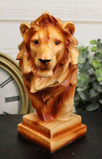 African Safari Lion King Of Pride Rock Bust Small Faux Wood Carving Figurine picture