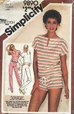 1980's VTG Simplicity Misses' Top,Pants,Shorts Pattern 9890 Size 6-10 UNCUT picture