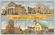 Postcard Greetings from Wildwood by the Sea New Jersey Multiview Churches picture