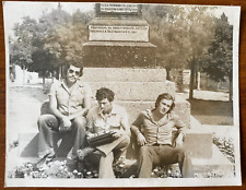 Beautiful guys smoking near the monument, gay int Vintage photo picture