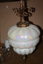 Vintage Retro Hollywood Regency Large Iridescent White Swag Lamp - Works Great picture