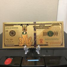 24k Gold Foil Plated Pluto Mickey Mouse Banknote Disney Collectible picture