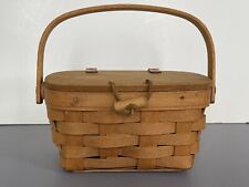Longaberger Small Purse Basket Leather Hinges Retired Vintage 1995 Signed picture