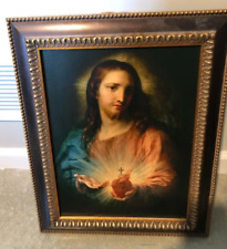 Catholic Antique Framed Sacred Heart of Jesus Framed canvas picture