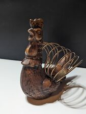 Vintage KITCHENALIA Rooster Napkin Holder - Copper Metal and Ceramic Brown - Ret picture