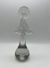 Vtg Hand Blown Crystal Angel with Controlled Bubble Base 8” picture