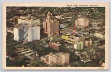 Rochester Minnesota Aerial View Downtown Linen Postcard picture