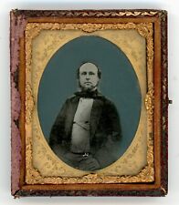 c1870 original ambrotype photograph man with beard wearing cravat | ninth plate picture
