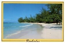 Accra Beach Christ Church Bridgetown Barbados Chrome Postcard WOB Posted Cancel picture