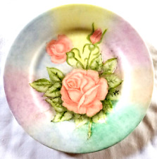 VTG Porcelain Plate Hand Painted Rainbow Pastel 7.5