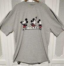 Vintage Print Mickey Mouse Triple Mickey Disney Gray Crew Neck T-Shirt XL picture