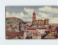 Postcard Panoramic View Showing Cathedral Malaga Spain picture