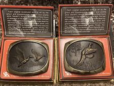 Solid Bronze Pheasant & Mallard Steven S.L. Knight Vintage Belt Buckle W/Box’s picture