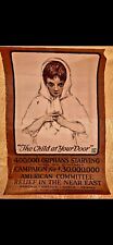 vintage WWI War Poster, The Child At Your Door, Armenia Relief, 1917 as is picture