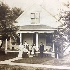 Antique Photograph Victorian House Family Homestead Genealogy Men Women Fashion picture
