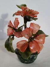 Vintage Chinese Oriental Bonsai Feng Shui Jade Tree Art Statue  Peach Pink picture