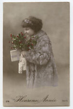 c 1924 Glamour Glamor PRETTY LADY French Winter Fashion photo postcard picture