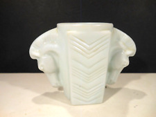 Vintage 1930s Art Deco Macbeth Evans Double Horse Head Milk Glass Vase Cup Mug  picture