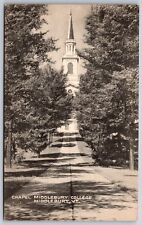 Middlebury Vermont~Chapel~Tall Tower & Spire~Middlebury College~1946 Postcard picture