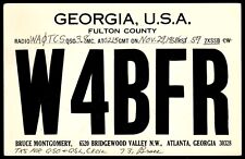 Vtg Ham Radio QSL Postcard Atlanta Georgia blank back W4BFR 1968 picture