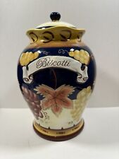 Vintage Nonni's Biscotti Hand Painted Ceramic Tuscany Canister Jar #3067 picture