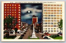 Main Street State House Columbia South Carolina linen Postcard picture