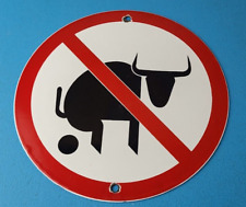 Vintage No BS Sign - Warning Gas Pump Plate Bull Sh*$ Porcelain Metal Sign picture