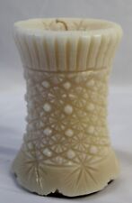 Vintage Large Pillar Candle Hand Carved Star Snowflake Beige Vanilla Scented picture