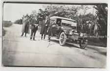 1919 Michigan license plate on old car, Canada; history, photo postcard RPPC picture