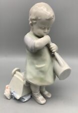 ° Rare ANTIQUE lovely HEUBACH GIRL making music on a Watering can PORCELAIN 1900 picture