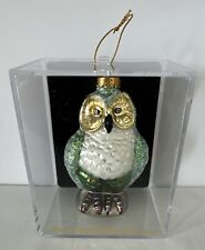 Owl Hand Crafted Glass Ornament Christmas 4” Tall Original Case Beautiful picture
