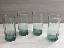 Libbey Facets Green Octagon Tall 6” Tumbler Drink Glasses Set Of 4 Vintage picture