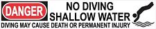 16in x 3in Danger No Diving Shallow Water Sticker Car Truck Vehicle Bumper Decal picture