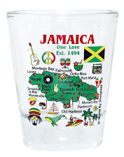 JAMAICA LANDMARKS AND ICONS COLLAGE SHOT GLASS SHOTGLASS picture