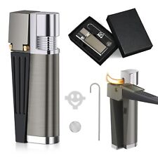 Foldable Metal Lighter Pipe Combination Portable Smoking Lighter Black 2 in 1 picture