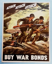 Original 1942 WWII poster: “Attack Attack Attack;” Retro art. picture