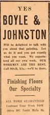 Antique Newspaper advertising for Boyle and Johnston Floor Finishing Paris, IL picture