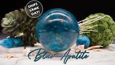 Big Natural Blue Apatite Crystal Gemstone Sphere | Healing Protection Stone Ball picture