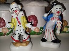 Vintage Ceramic HOMCO 1445 Clown Figurines Set of 2 picture