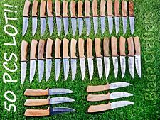 50 PCS LOT HAND FORGED DAMASCUS BLADE HANDMADE SKINNER KNIVES HUNTING KNIFE EDC picture