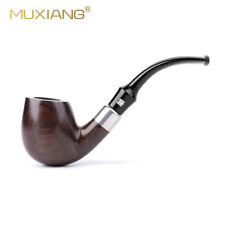 Ebony Wood Tobacco Smoking Pipe Handmade Wooden Bent Stem with 10 Accessories picture