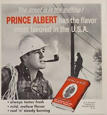 1961 Print Ad Prince Albert Tobacco Lineman Smokes a Pipe R.J. Reynolds picture