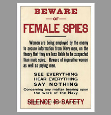 Female Spies World War Recruitment Propaganda Poster PHOTO Navy Men Beware 5x7 picture