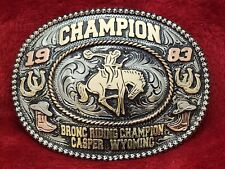 CHAMPION TROPHY RODEO BUCKLE☆PRO BRONC RIDER☆CASPER WYOMING☆1983☆RARE☆R43 picture