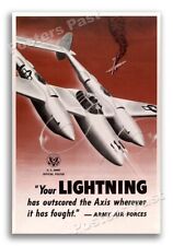 1940s Lockheed P-38 Lightning Air Force WWII Historic War Poster - 24x36 picture