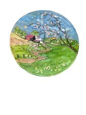 Vintage Byron Mold Ceramic 1972 Barn Spring Scene Decorative Wall Hanger Plate picture