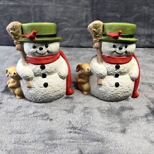 Vintage Jamestown Snowman with Bunny Christmas Figurines (2) No Music Boxes picture